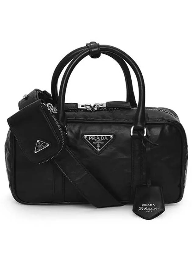 Triangle Logo Antique Small Tote Bag Black - PRADA - BALAAN 1