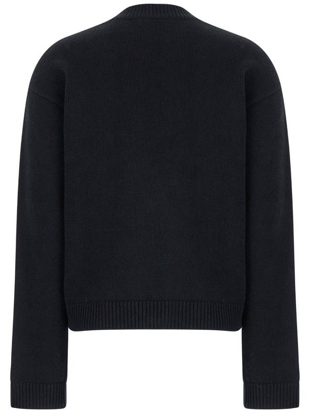 Intarsia Wool Knit Top Black - GUCCI - BALAAN 3