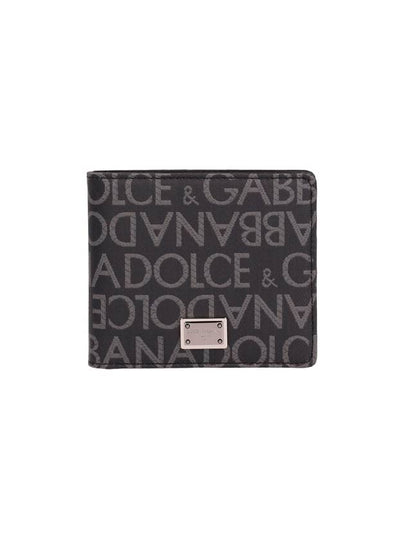 Logo Jacquard Fabric Half Wallet Grey - DOLCE&GABBANA - BALAAN 2