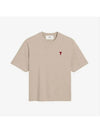 Small Heart Logo Boxy Fit Short Sleeve T-shirt Heather Light Beige - AMI - BALAAN 2