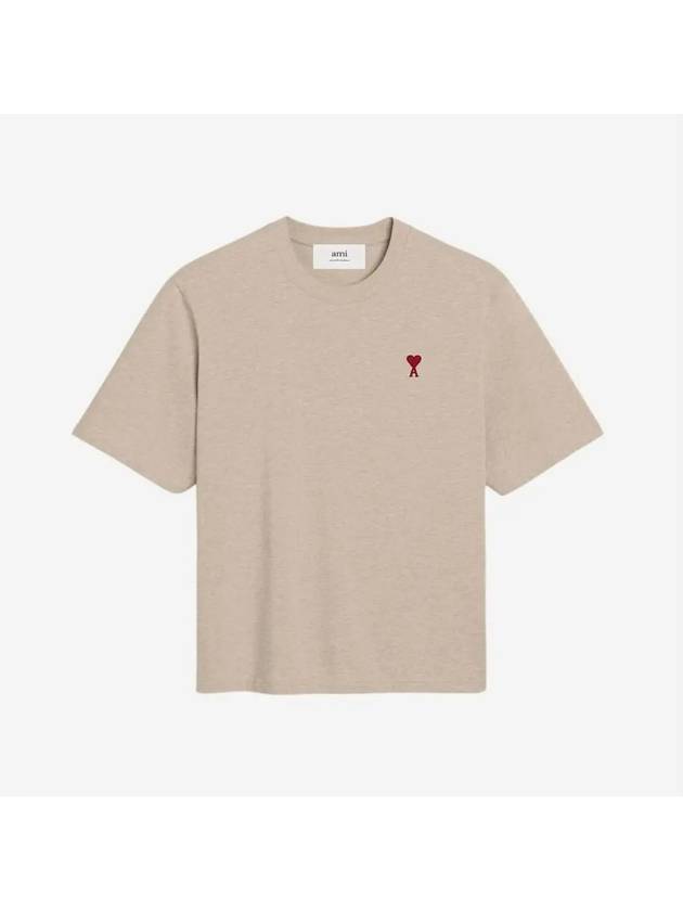 Small Heart Logo Boxy Fit Short Sleeve T-shirt Heather Light Beige - AMI - BALAAN 2