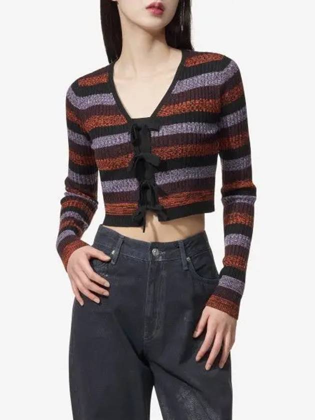 Striped Merino Rib Crop Cardigan - GANNI - BALAAN 2