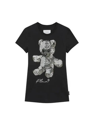 Women s Hot Piece Bare Short Sleeve T Shirt Black - PHILIPP PLEIN - BALAAN 1