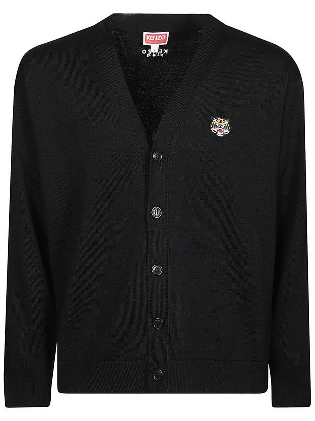 Lucky Tiger Knit Wool Cardigan Black - KENZO - BALAAN 2