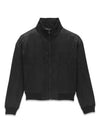 Satin Teddy Zip-Up Jacket Black - SAINT LAURENT - BALAAN 3