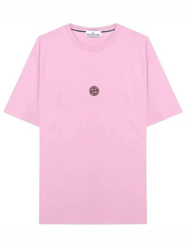 Garment Dyed Lettering One Print Cotton Jersey Short Sleeve T-Shirt Pink - STONE ISLAND - BALAAN 2