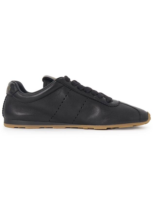 Women's Nappa Leather Low Top Sneakers Black - MIU MIU - BALAAN 5