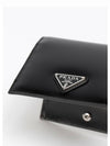 Spazzolato Triangle Logo Brushed Leather Half Wallet Black - PRADA - BALAAN 3