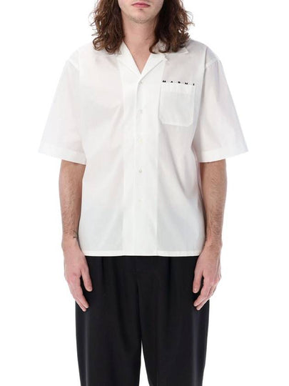 Logo Poplin Bowling Short Sleeve Shirt White - MARNI - BALAAN 2