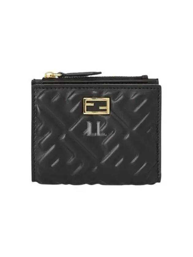 Slim Baguette Embossed FF Logo Half Wallet Black - FENDI - BALAAN 2