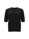 100% Wool Round Neck Sleeve Sweater Black C3KPO74BK - CALLAITE - BALAAN 1