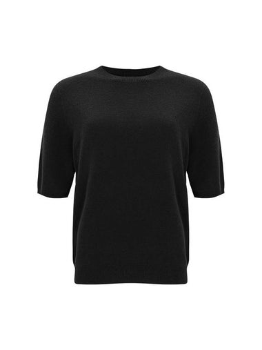 100% Wool Round Neck Sleeve Sweater Black C3KPO74BK - CALLAITE - BALAAN 1