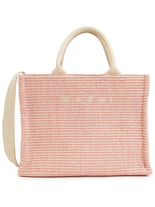 Small Raffia East West Tote Bag Pink - MARNI - BALAAN 2