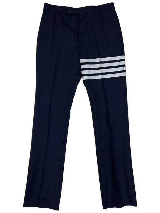 Diagonal Plain Weave Classic Wool Slacks Navy - THOM BROWNE - BALAAN 2