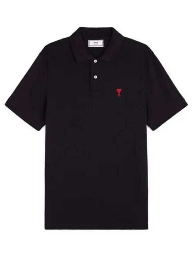 Chest heart logo polo t shirt black men s 270171 - AMI - BALAAN 1