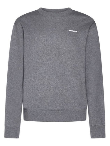 Wave Diag Logo Print Sweatshirt Grey - OFF WHITE - BALAAN 1