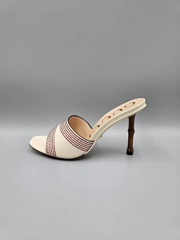 Bamboo Leather Sandal Heels White - GUCCI - BALAAN 5