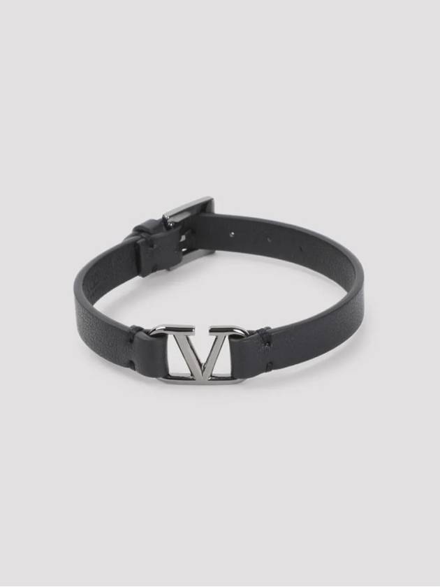 V Logo Signature Buckle Bracelet Black - VALENTINO - BALAAN 3