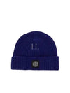 Logo Patch Rib Wool Beanie Blue - STONE ISLAND - BALAAN 2