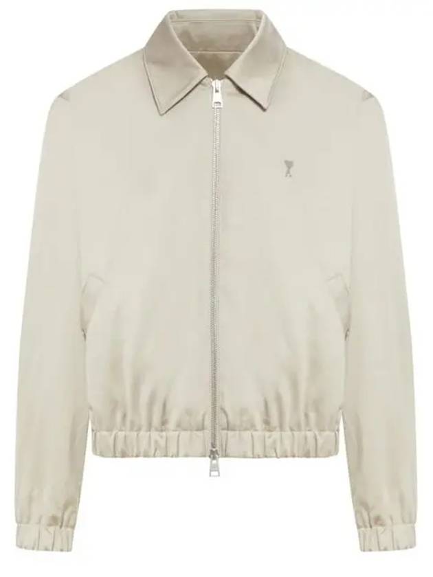 De Coeur Logo Zip-up Jacket Light Beige - AMI - BALAAN 2