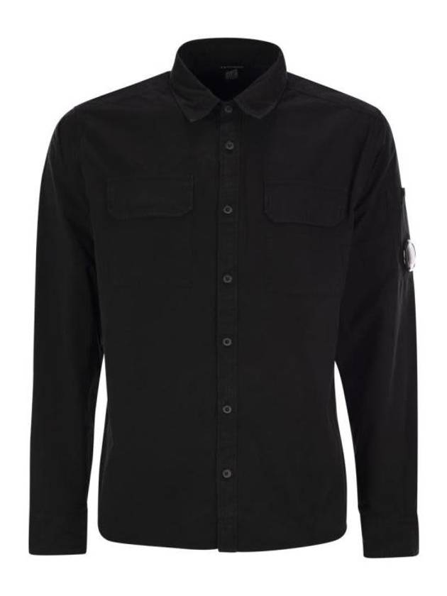 Organic Gabardine Buttoned Lens Long Slevee Shirt Black - CP COMPANY - BALAAN 2