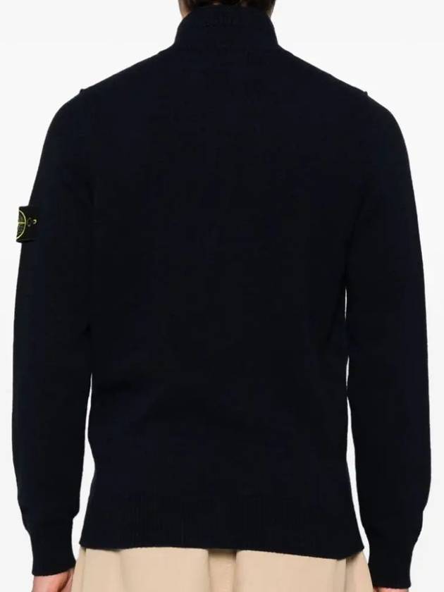 Wappen Patch Half Button Lambswool Knit Top Navy - STONE ISLAND - BALAAN 5