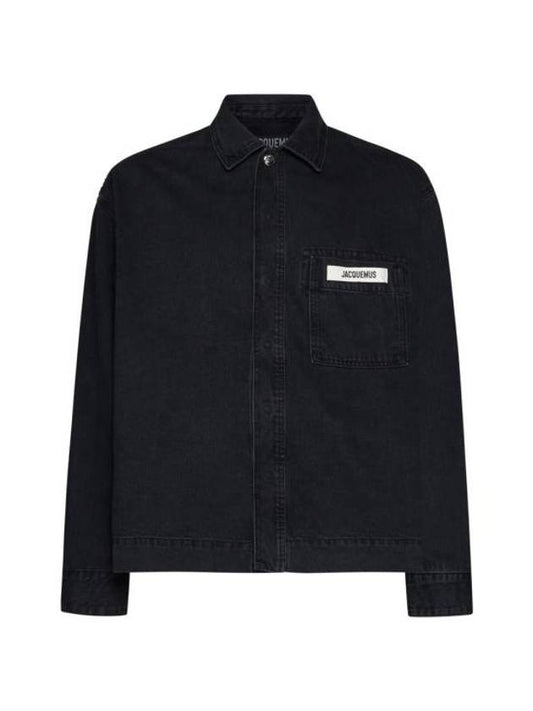 La Chemise de Nimes Boxy Denim Long Sleeve Shirt Black - JACQUEMUS - BALAAN 1
