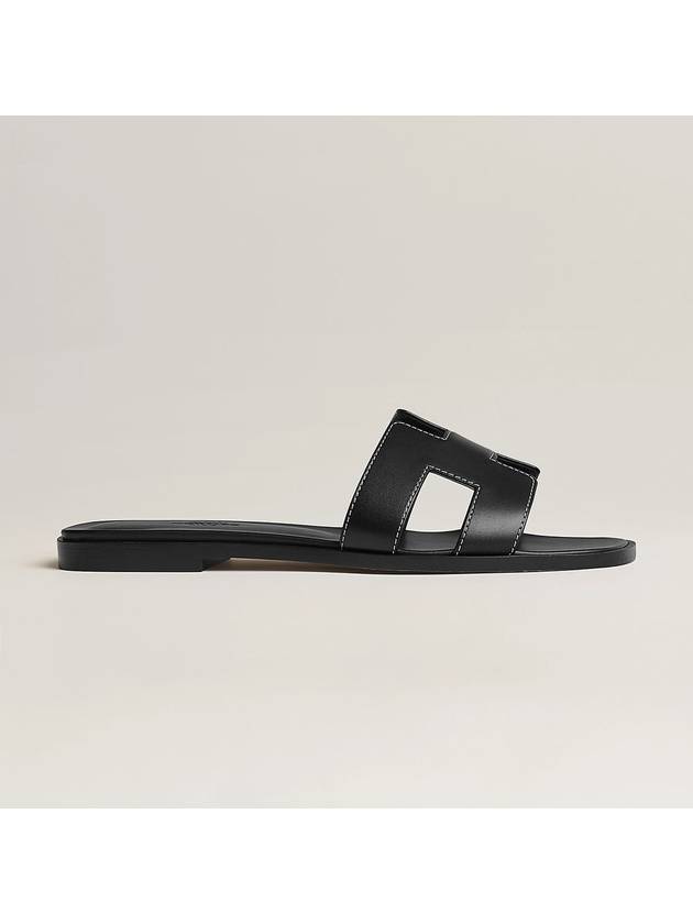 Oran Sandals Calfskin Noir STK - HERMES - BALAAN 4