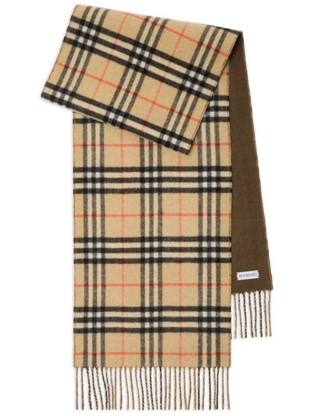 Check Reversible Cashmere Scarf Brown Sand - BURBERRY - BALAAN 1