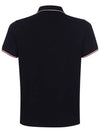 Stripe Trimming Logo Short Sleeve Polo Shirt Navy - MONCLER - BALAAN 4