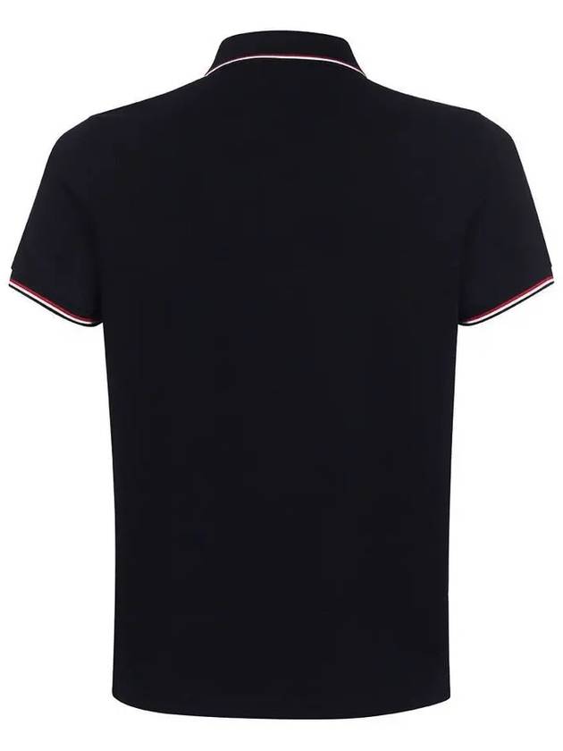 Stripe Trimming Logo Short Sleeve Polo Shirt Navy - MONCLER - BALAAN 4