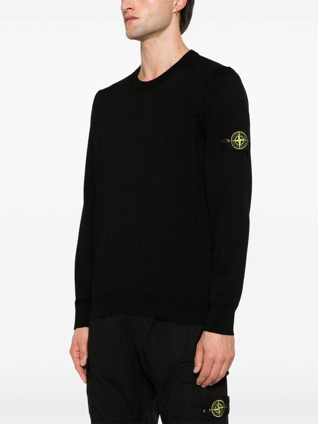 Crew neck small roll detail sweatshirt black - STONE ISLAND - BALAAN 4