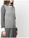 Women's Fun Mix 4 Bar Crew Neck Knit Top Grey - THOM BROWNE - BALAAN 3