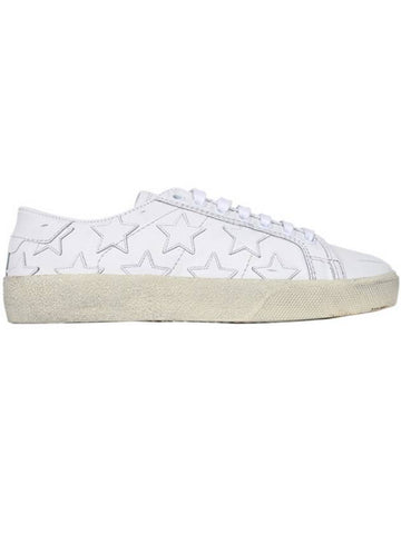 Women's Star Leather Patch Low Top Sneakers White - SAINT LAURENT - BALAAN 1