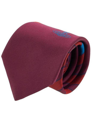 Embroidered Logo Silk Tie Red - VIVIENNE WESTWOOD - BALAAN 1