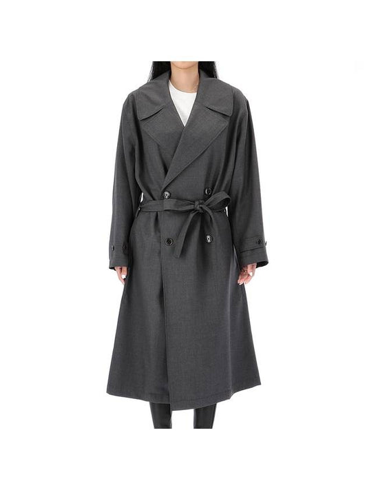 Women's Double Breasted Trench Coat Almond Milk - LEMAIRE - BALAAN 1