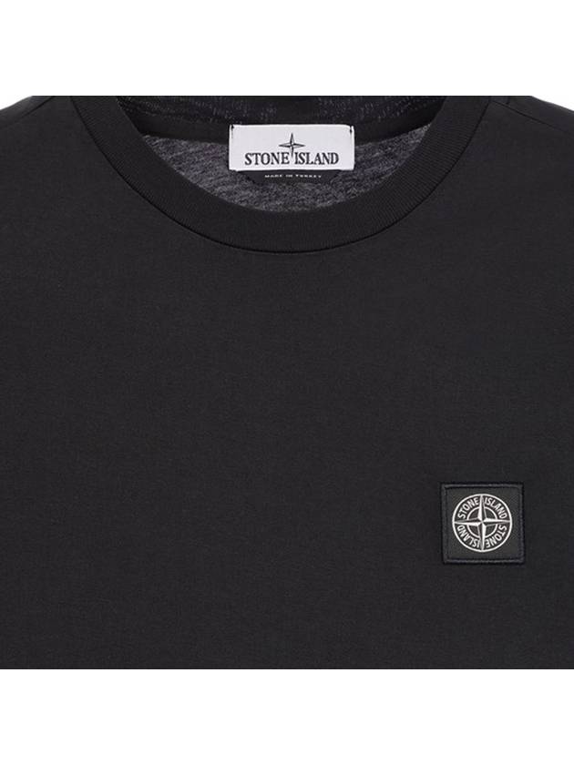 Logo Patch Short Sleeve T-Shirt Black - STONE ISLAND - BALAAN 4