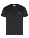 Logo Patch Short Sleeves T-Shirt Black - STONE ISLAND - BALAAN 2