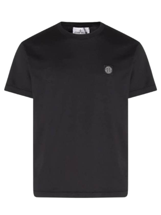 Logo Patch Short Sleeves T-Shirt Black - STONE ISLAND - BALAAN 2