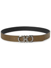 Gancini Reversible Adjustable Leather Belt Cane Sugar Brown Black - SALVATORE FERRAGAMO - BALAAN 4