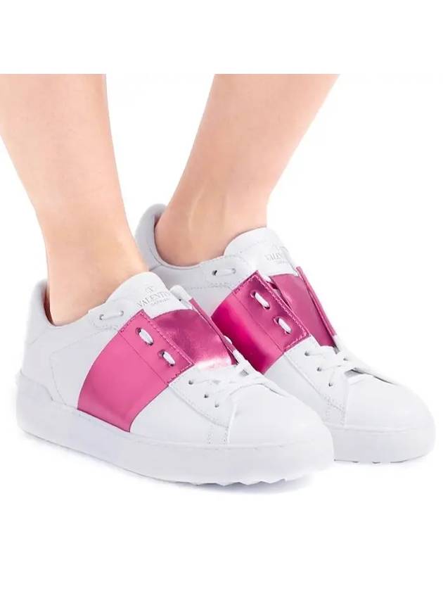 Rockstud Hidden Strap Low Top Sneakers White Pink - VALENTINO - BALAAN 4