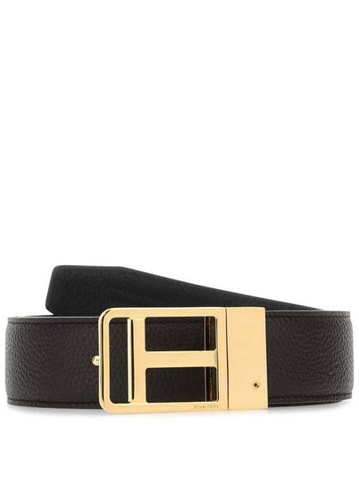 T Buckle Leather Belt Black Brown - TOM FORD - BALAAN 2