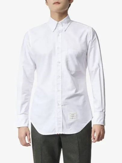 Men's Logo Patch Classic Cotton Long-Sleeve Shirt White - THOM BROWNE - BALAAN 2