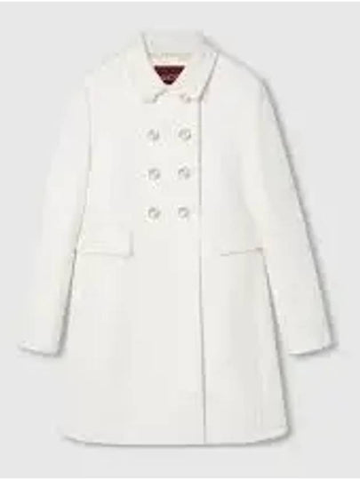 Slim Fit Wool Double Coat White - GUCCI - BALAAN 2