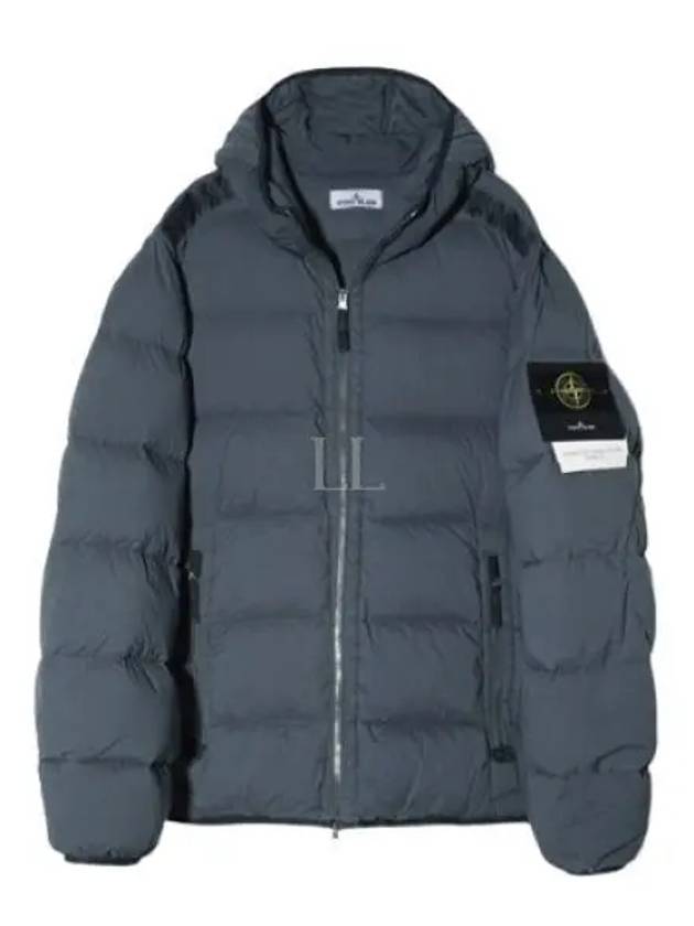 Seamless Logo Nylon Hooded Down Jacket Medium Grey - STONE ISLAND - BALAAN 2