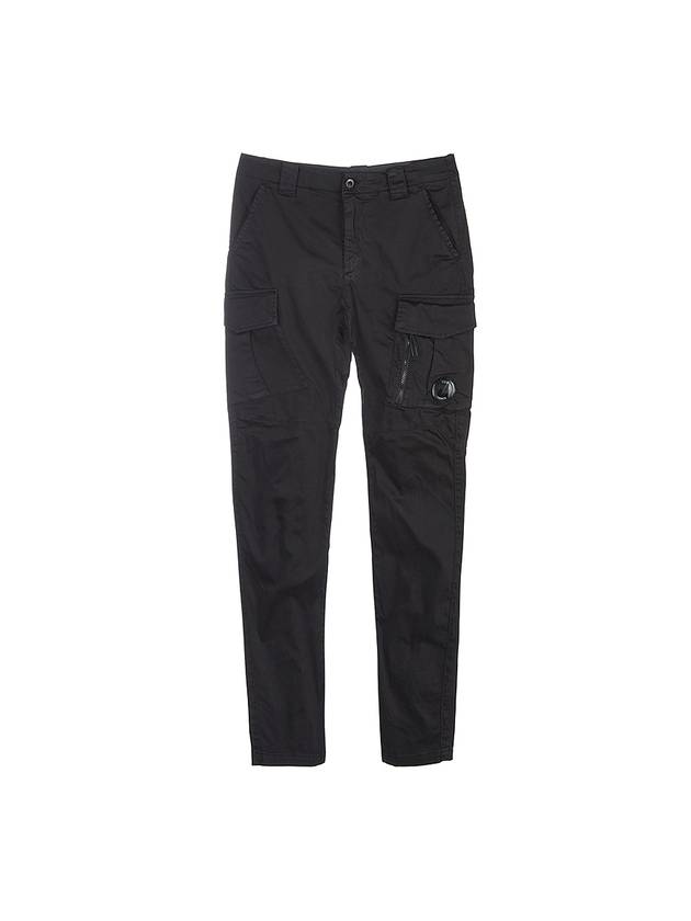 Satin Wappen Regular Fit Cargo Pants Black - CP COMPANY - BALAAN.