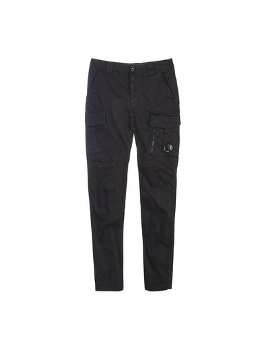 Satin Wappen Regular Fit Cargo Straight Pants Black - CP COMPANY - BALAAN 1