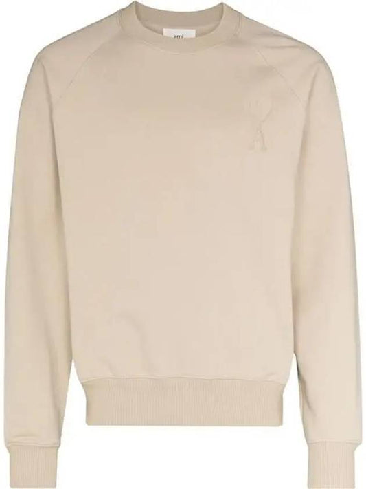 Big Heart Logo Sweatshirt Beige - AMI - BALAAN.