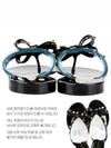 Women's Rockstud Ribbon Flip Flops Black - VALENTINO - BALAAN.