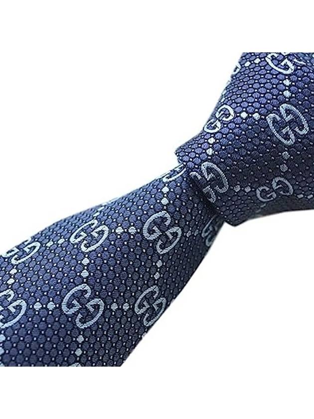 Men's GG Dot Pattern Silk Necktie Navy - GUCCI - BALAAN 4